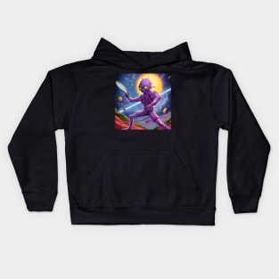 Purple Alien Playing Pickle Ball Kids Hoodie